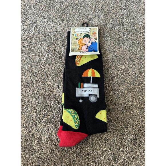 NEW! Taco Stand Cart FineFit Novelty Fun‎ Crew Socks One Size Fits Most Adults - Picture 1 of 9